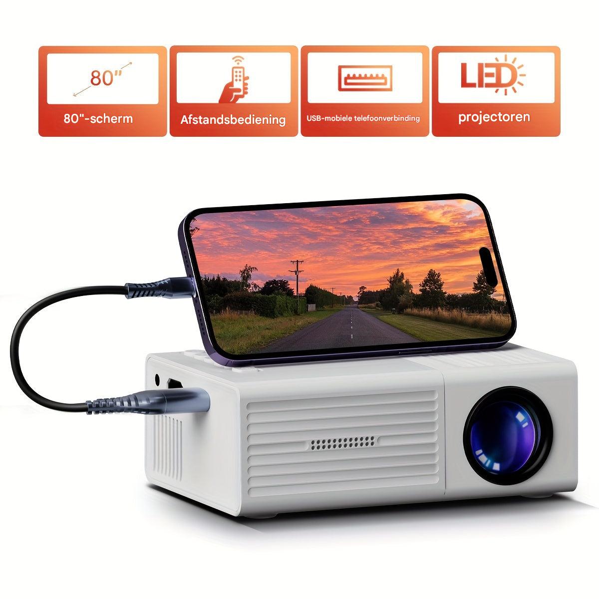 Oak & Coral | LumoBeam Ultra-Bright Mini Projector (3000 Lumen) – Compact HD Home & Outdoor Cinema