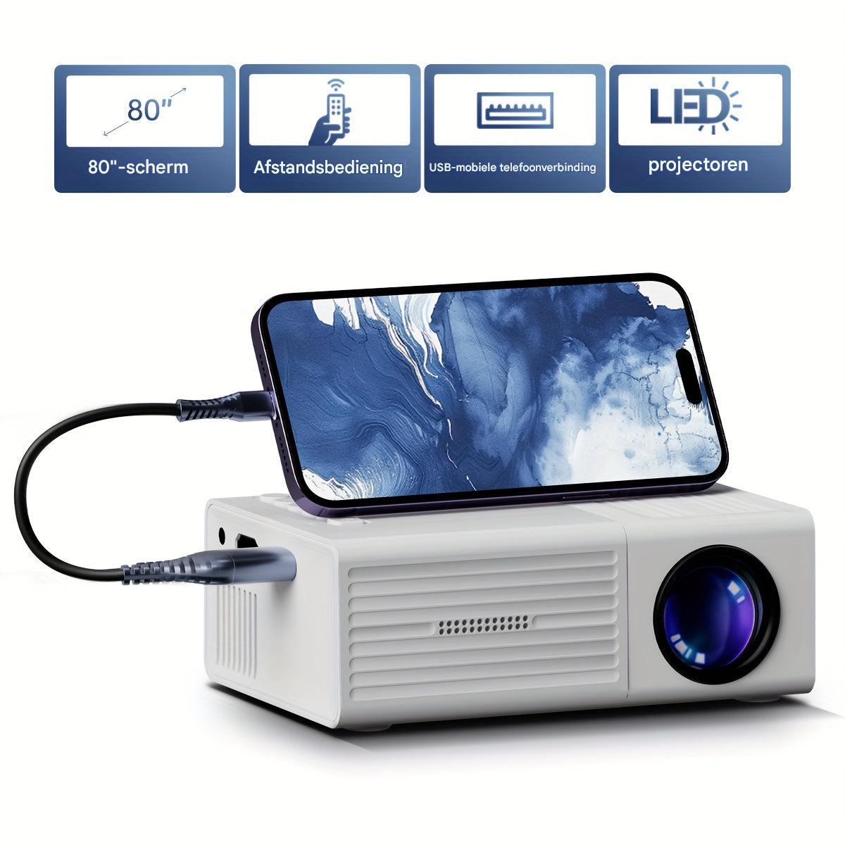 Oak & Coral | LumoBeam Ultra-Bright Mini Projector (3000 Lumen) – Compact HD Home & Outdoor Cinema