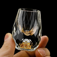 Oak & Coral | Luxury Crystal Glasses with Gold Flakes – Handmade – Set of 2 – For Whisky & Premium Beverages