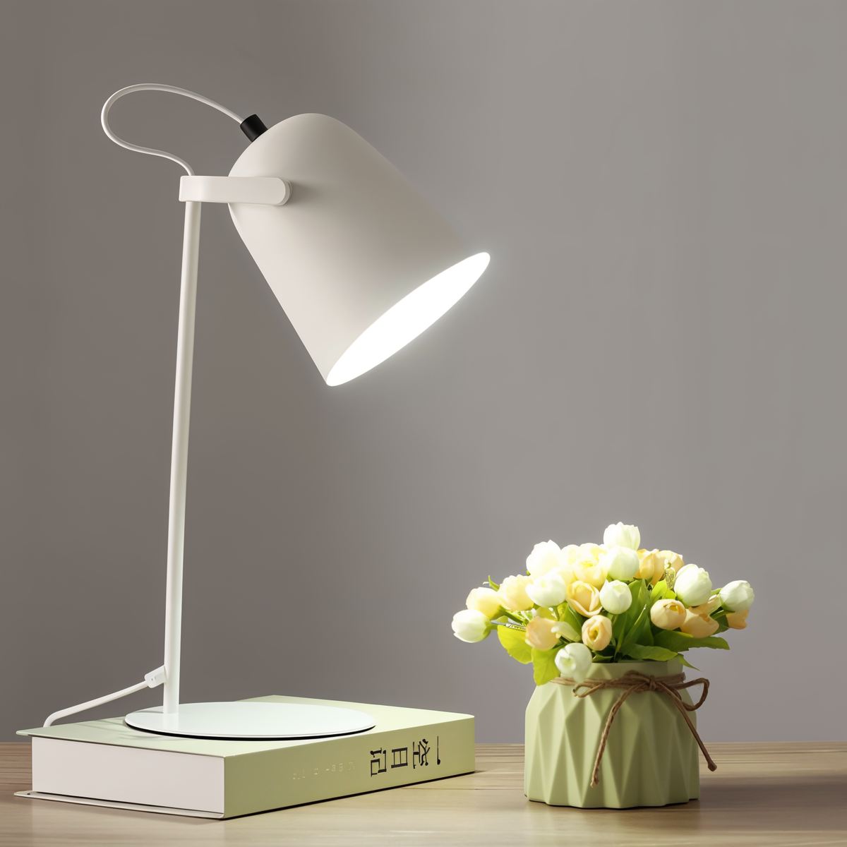 Oak & Coral | Macaron Table Lamp - Nordic Yellow Desk Lamp - Adjustable Lamp