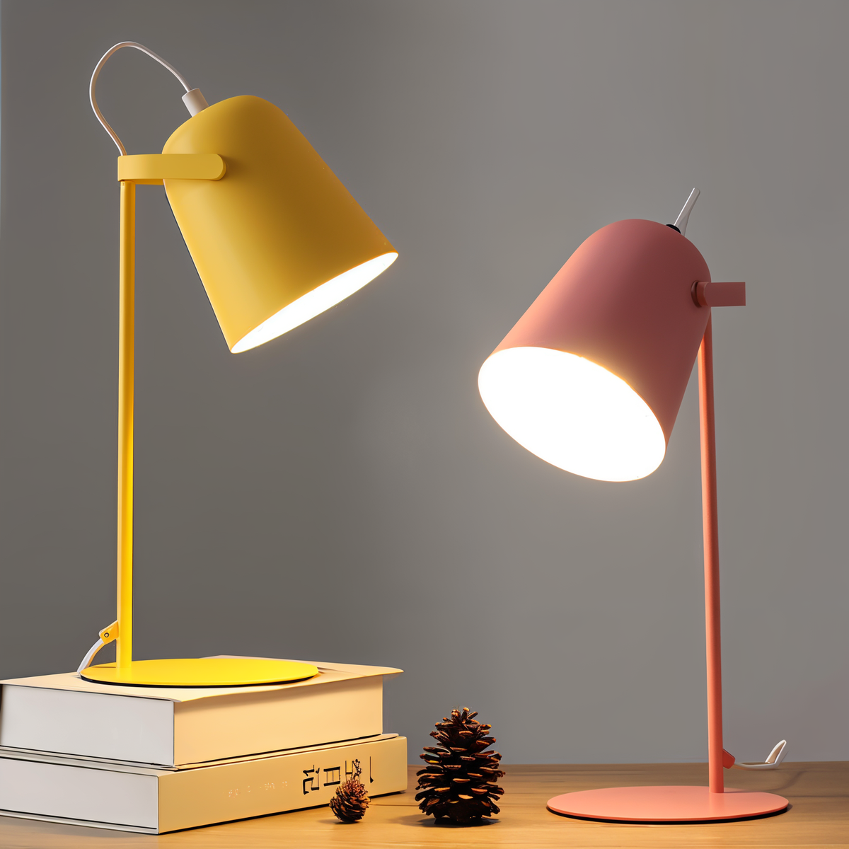 Oak & Coral | Macaron Table Lamp - Nordic Yellow Desk Lamp - Adjustable Lamp