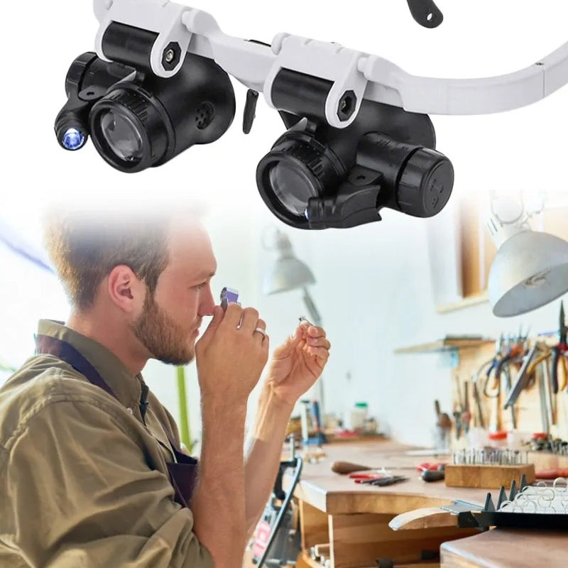Oak & Coral | Magnifying glasses with LED lamps for double eyes