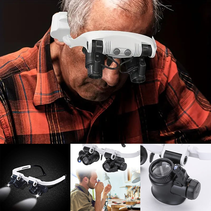 Oak & Coral | Magnifying glasses with LED lamps for double eyes