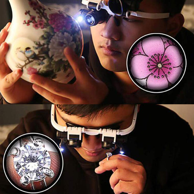 Oak & Coral | Magnifying glasses with LED lamps for double eyes