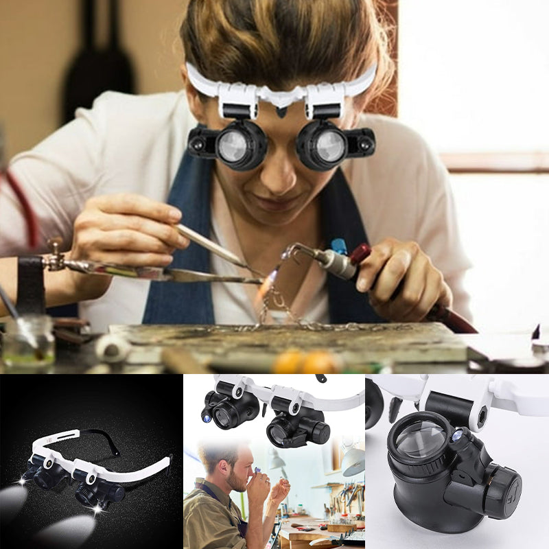 Oak & Coral | Magnifying glasses with LED lamps for double eyes