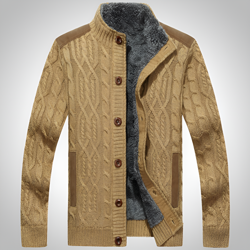 Oak & Coral | Men's Cable Knit Button-Front Cardigan