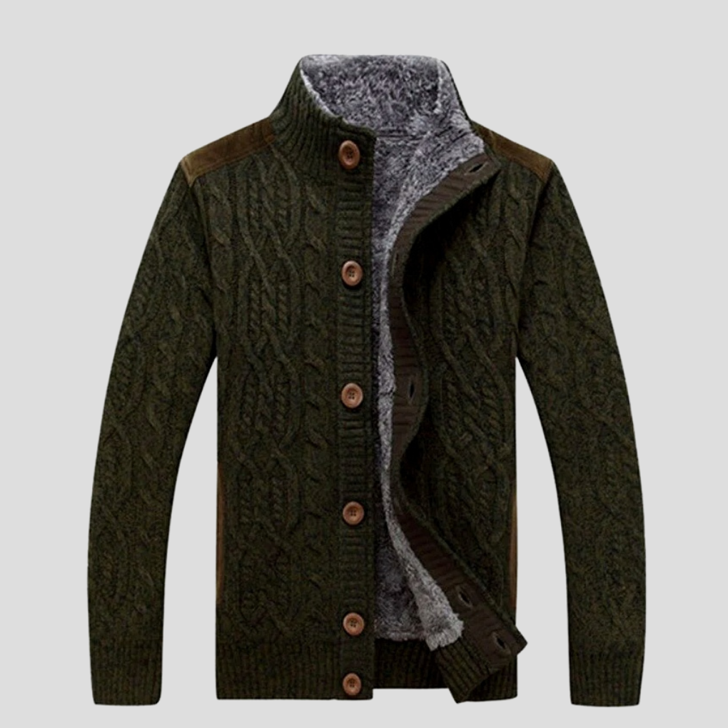 Oak & Coral | Men's Cable Knit Button-Front Cardigan