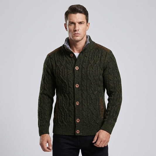 Oak & Coral | Men's Cable Knit Button-Front Cardigan