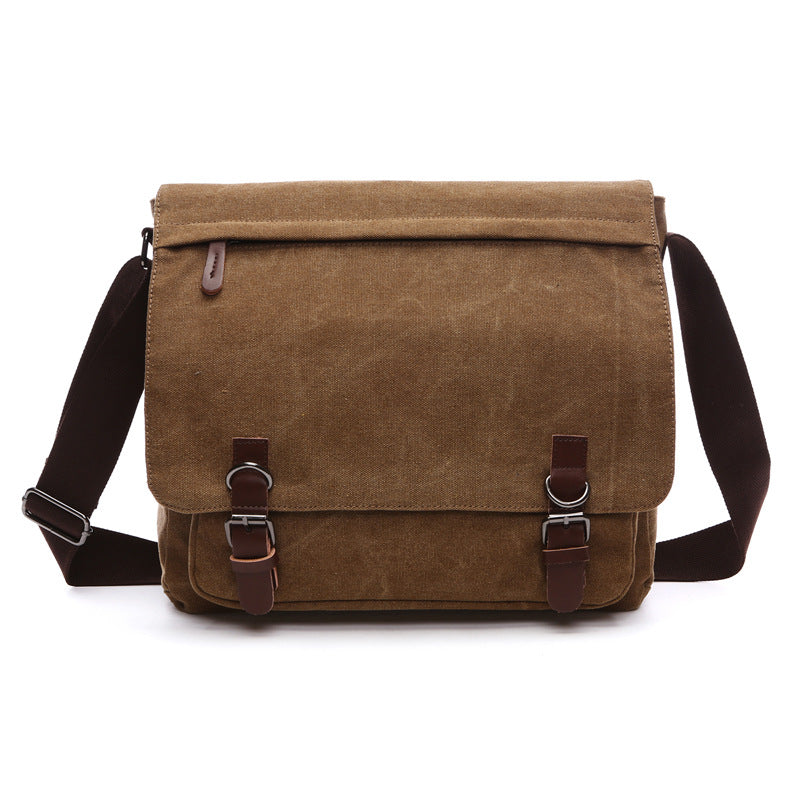 Oak & Coral | Men's Canvas Messenger Bag with Buckle Straps