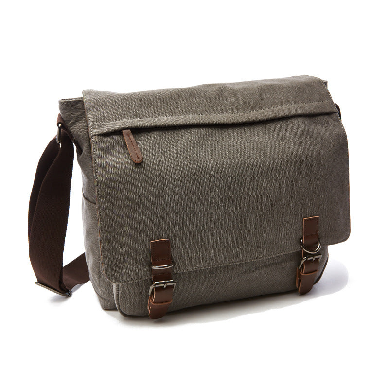 Oak & Coral | Men's Canvas Messenger Bag with Buckle Straps