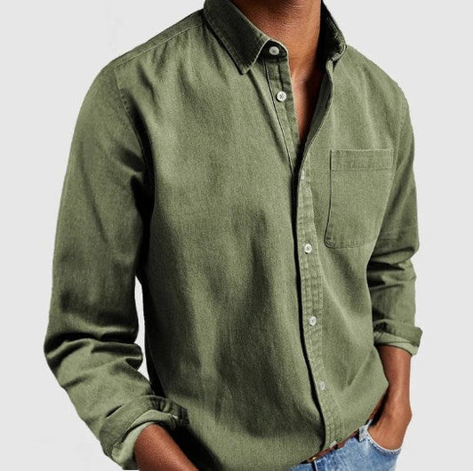 Oak & Coral | Men's Casual Button-Up Shirt with Chest Pocket