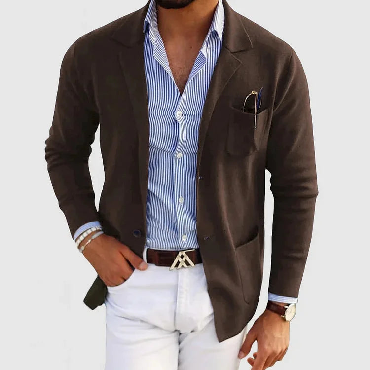 Oak & Coral | Men's Casual Knit Blazer with Patch Pockets