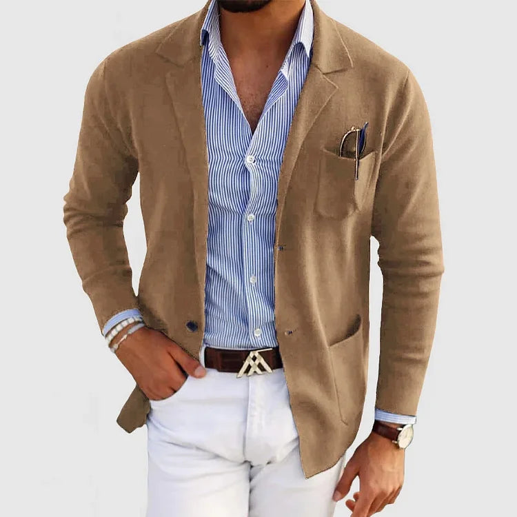 Oak & Coral | Men's Casual Knit Blazer with Patch Pockets