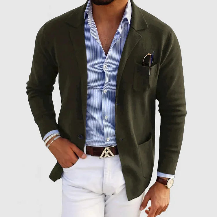 Oak & Coral | Men's Casual Knit Blazer with Patch Pockets