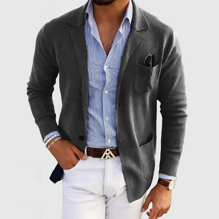 Oak & Coral | Men's Casual Knit Blazer with Patch Pockets