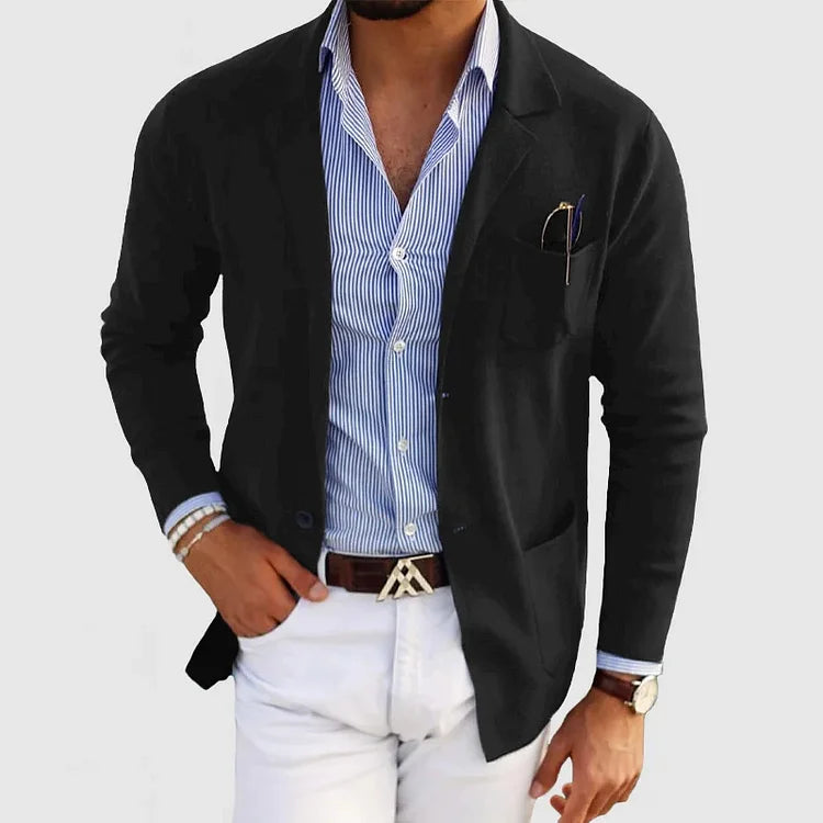 Oak & Coral | Men's Casual Knit Blazer with Patch Pockets