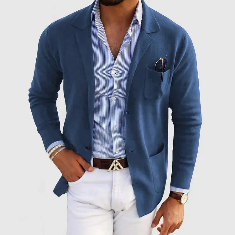 Oak & Coral | Men's Casual Knit Blazer with Patch Pockets