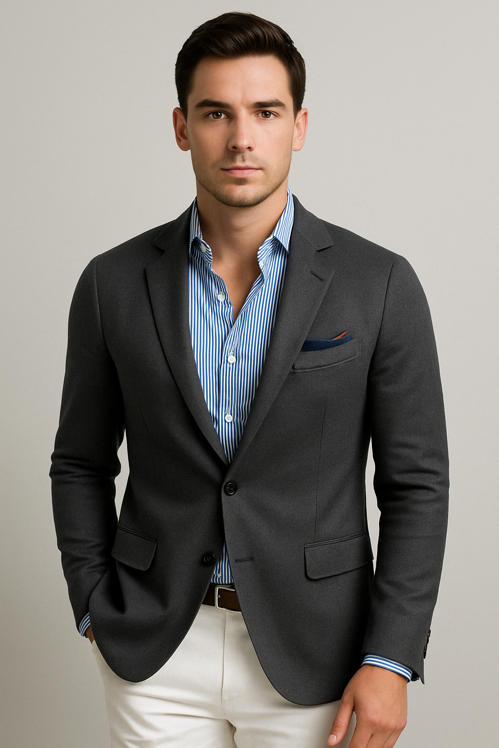 Oak & Coral | Men's Casual Knit Blazer with Patch Pockets