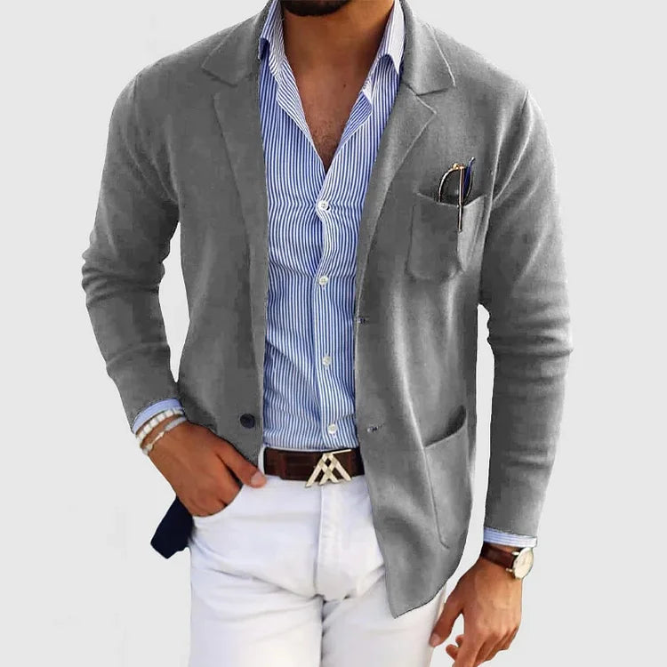 Oak & Coral | Men's Casual Knit Blazer with Patch Pockets