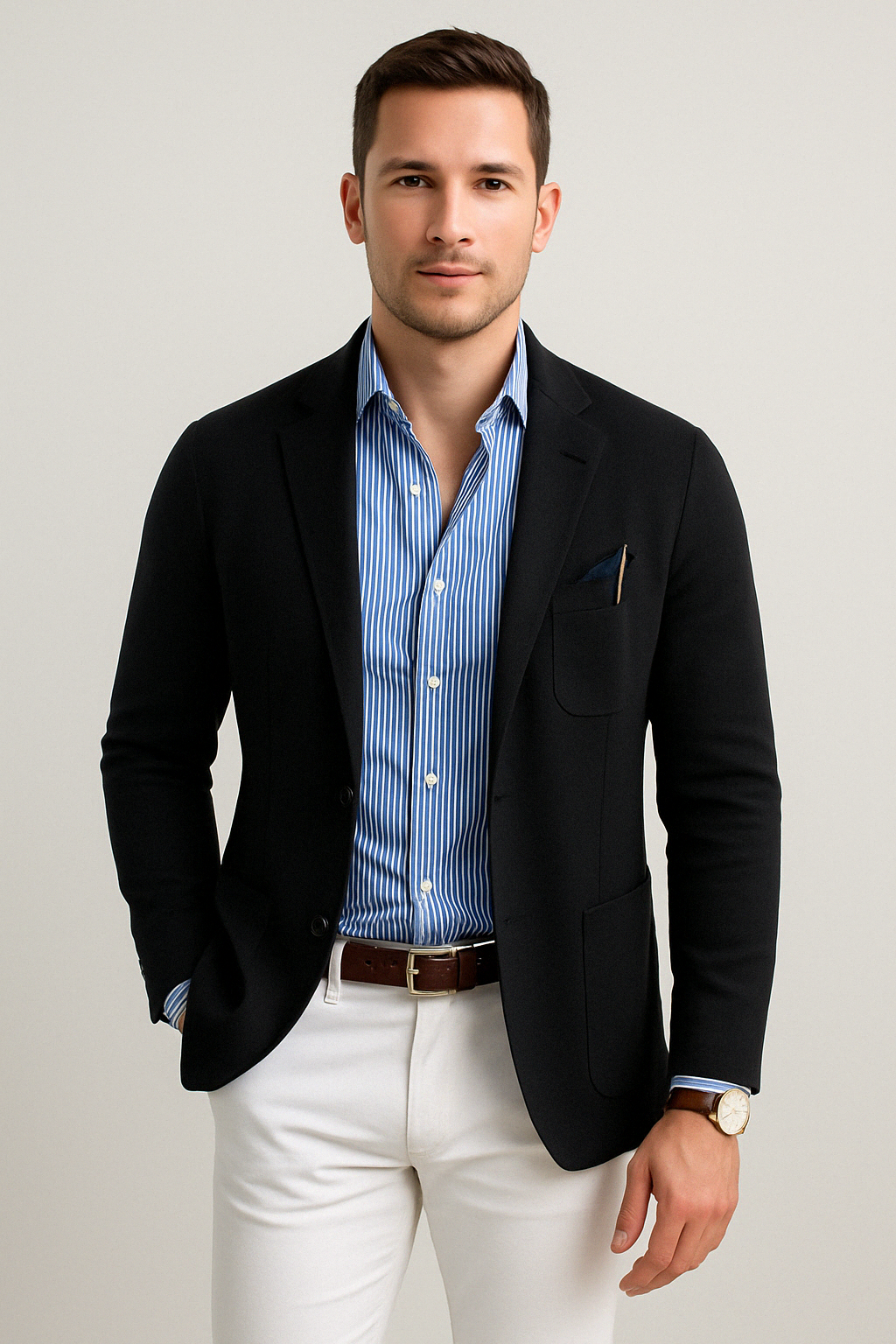 Oak & Coral | Men's Casual Knit Blazer with Patch Pockets