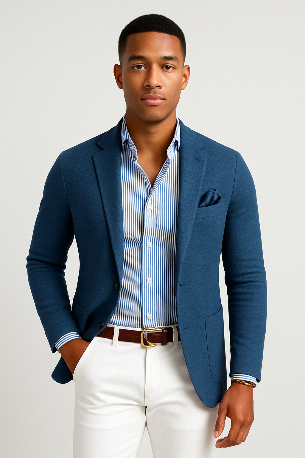 Oak & Coral | Men's Casual Knit Blazer with Patch Pockets