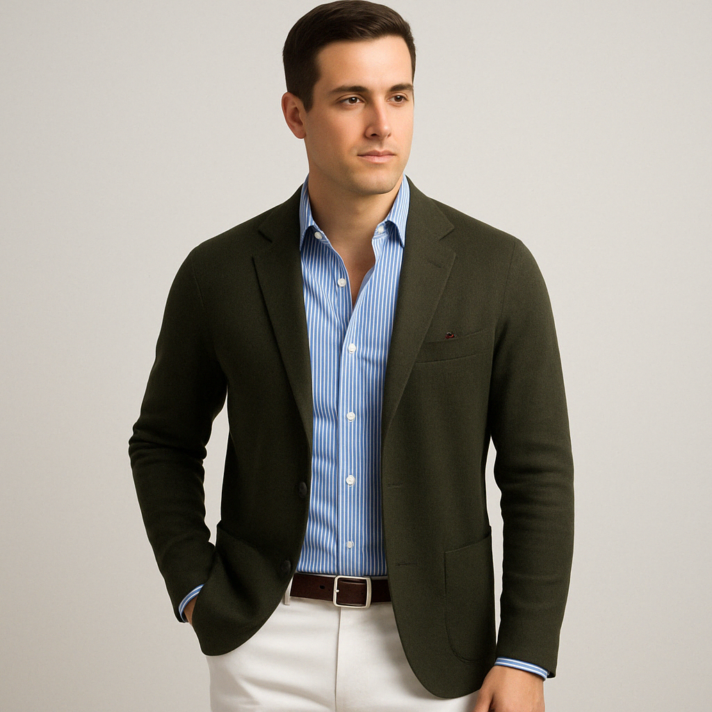 Oak & Coral | Men's Casual Knit Blazer with Patch Pockets