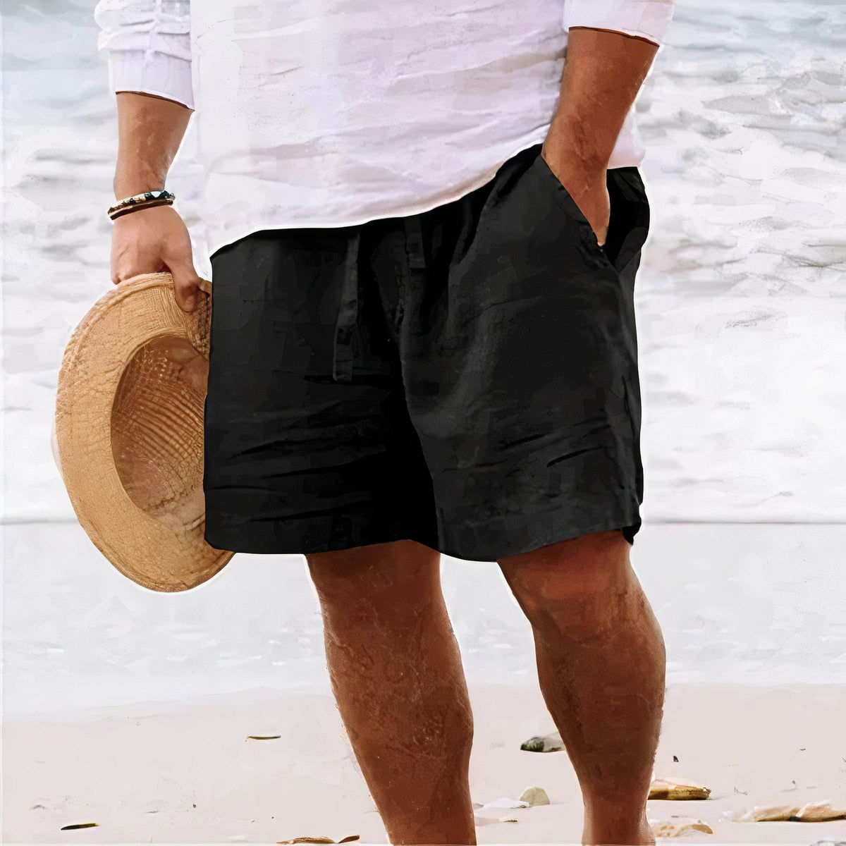 Oak & Coral | Men's Casual Linen Shorts with Drawstring
