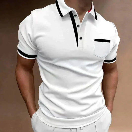 Oak & Coral | Men's Contrast Trim Pocket Polo Shirt