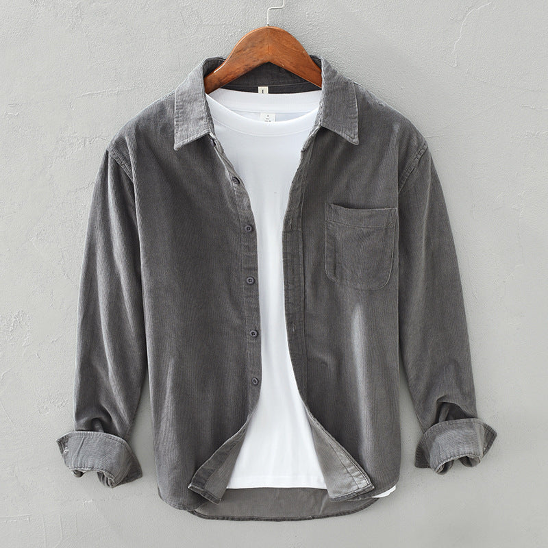 Oak & Coral | Men's Corduroy Button-Up Shirt with Chest Pocket