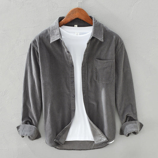 Oak & Coral | Men's Corduroy Button-Up Shirt with Chest Pocket