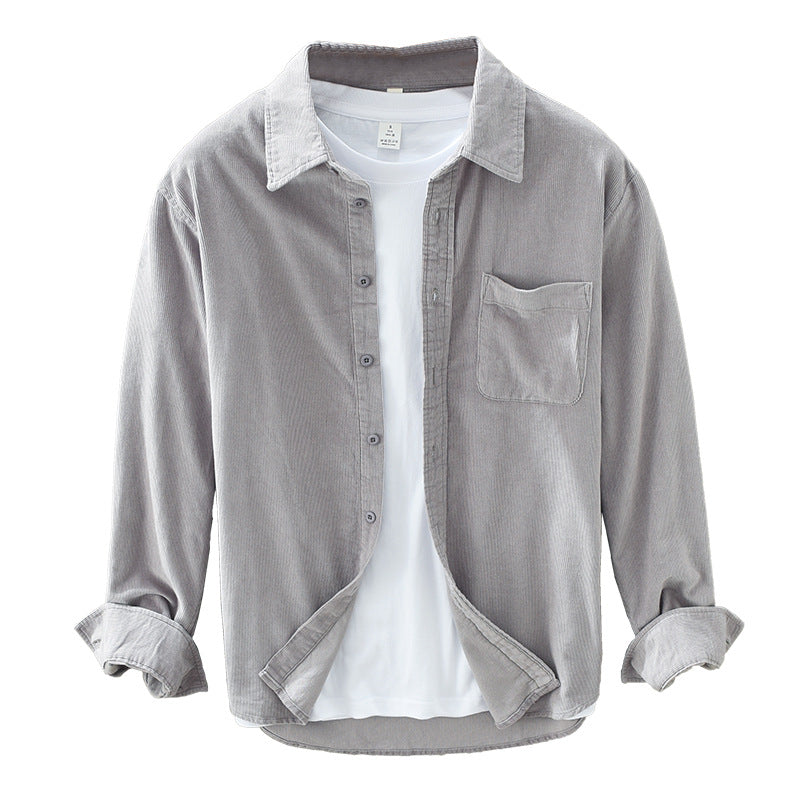 Oak & Coral | Men's Corduroy Button-Up Shirt with Chest Pocket