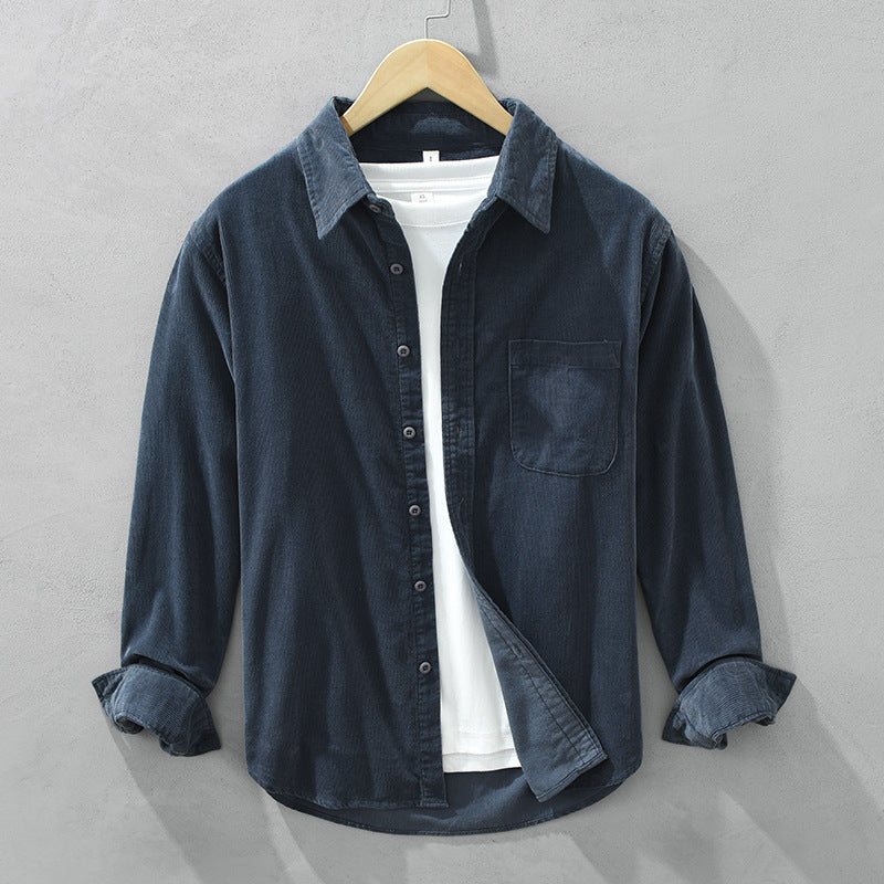Oak & Coral | Men's Corduroy Button-Up Shirt with Chest Pocket