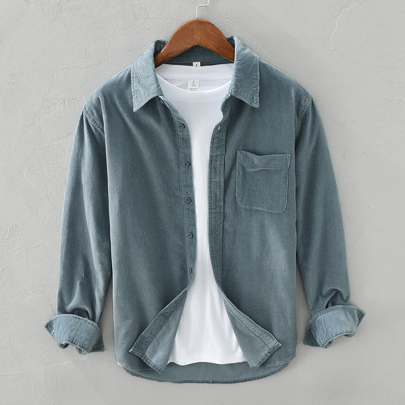 Oak & Coral | Men's Corduroy Button-Up Shirt with Chest Pocket