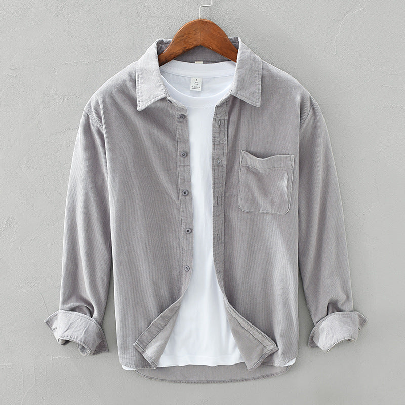 Oak & Coral | Men's Corduroy Button-Up Shirt with Chest Pocket