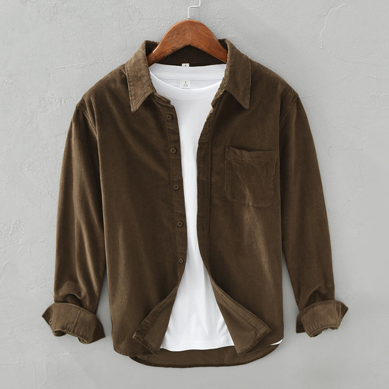 Oak & Coral | Men's Corduroy Button-Up Shirt with Chest Pocket