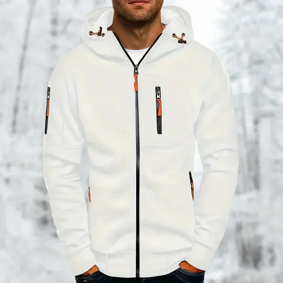 Oak & Coral | Men's Full Zip Hoodie with Pocket Detail