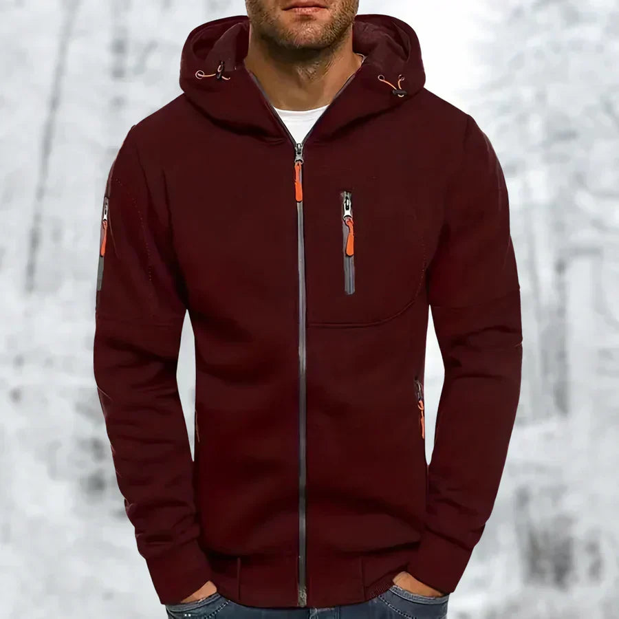 Oak & Coral | Men's Full Zip Hoodie with Pocket Detail