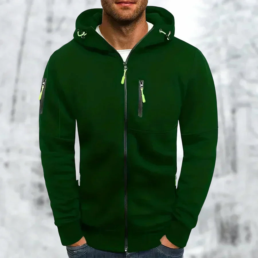 Oak & Coral | Men's Full Zip Hoodie with Pocket Detail