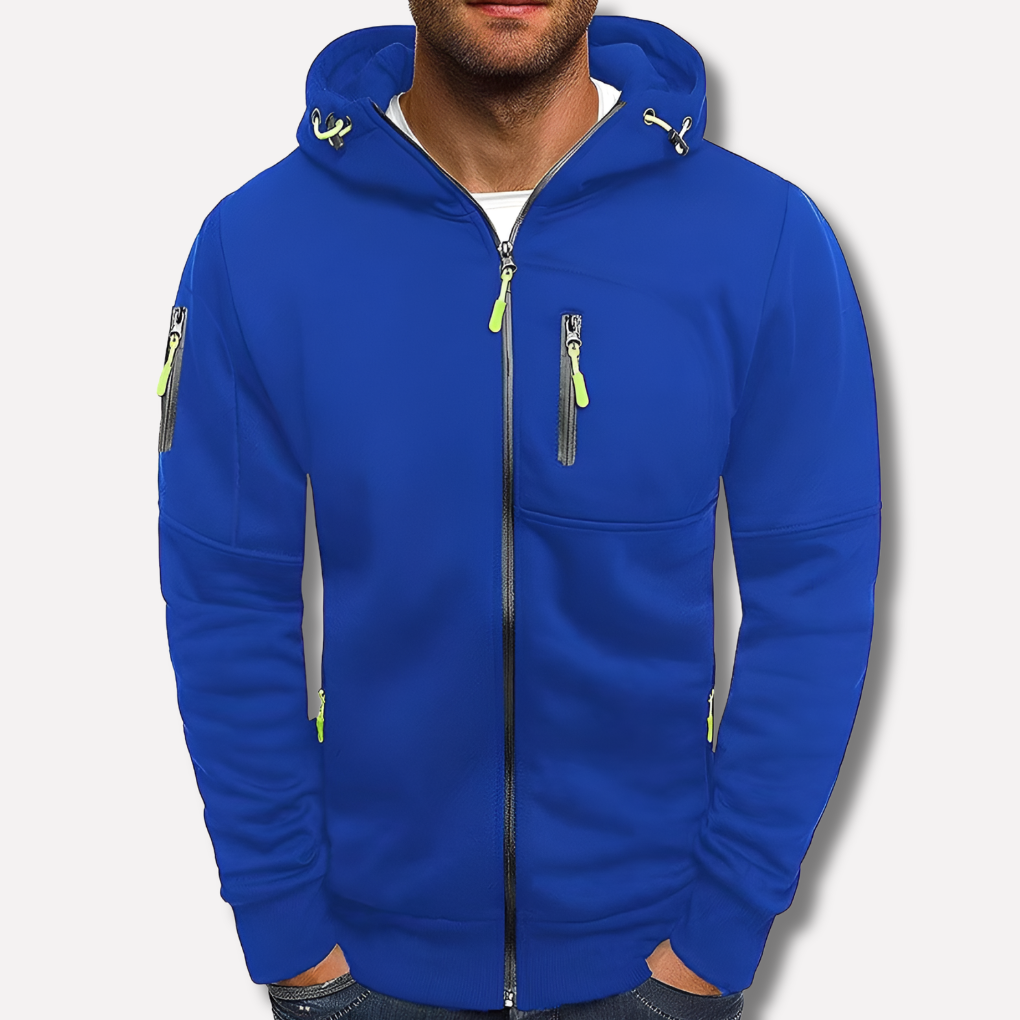 Oak & Coral | Men's Full Zip Hoodie with Pocket Detail