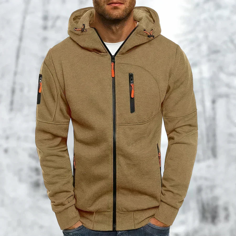 Oak & Coral | Men's Full Zip Hoodie with Pocket Detail