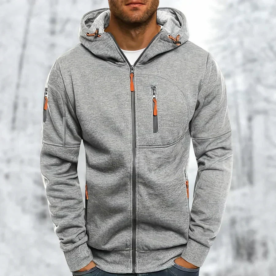 Oak & Coral | Men's Full Zip Hoodie with Pocket Detail