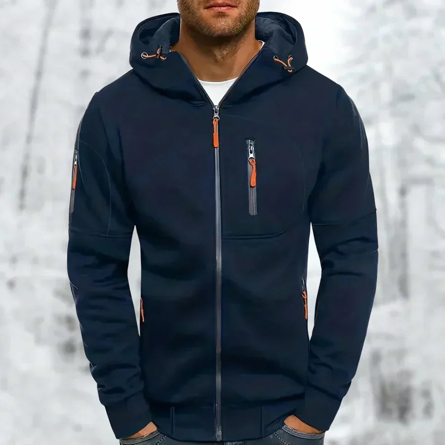 Oak & Coral | Men's Full Zip Hoodie with Pocket Detail