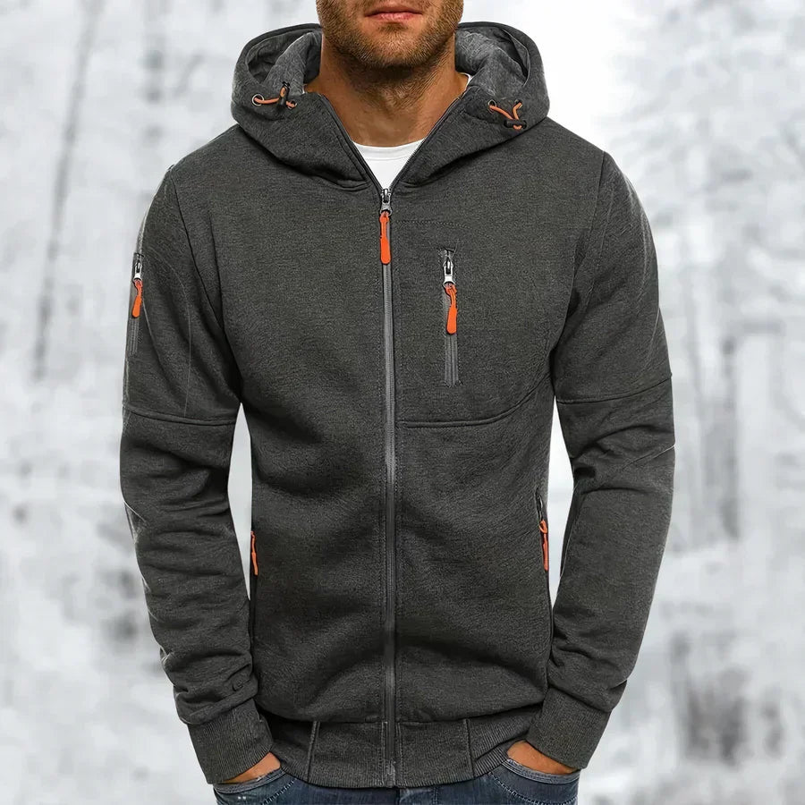 Oak & Coral | Men's Full Zip Hoodie with Pocket Detail