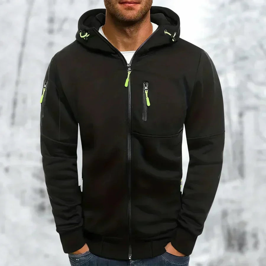 Oak & Coral | Men's Full Zip Hoodie with Pocket Detail