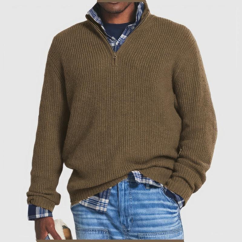 Oak & Coral | Men's Half-Zip Ribbed Knit Sweater