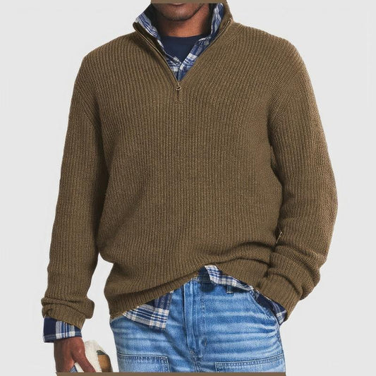 Oak & Coral | Men's Half-Zip Ribbed Knit Sweater