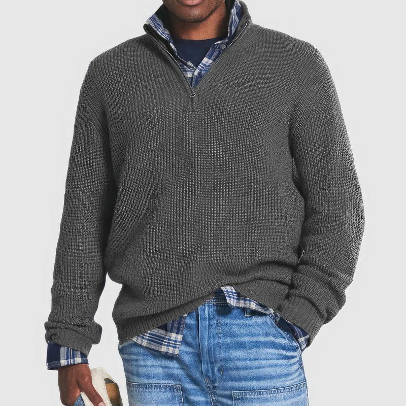 Oak & Coral | Men's Half-Zip Ribbed Knit Sweater