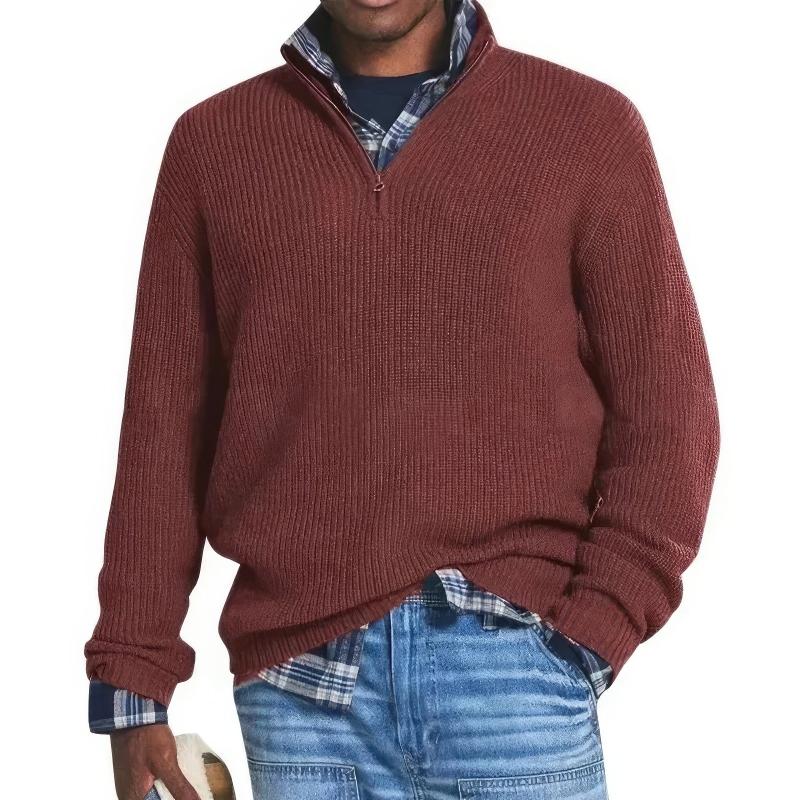 Oak & Coral | Men's Half-Zip Ribbed Knit Sweater