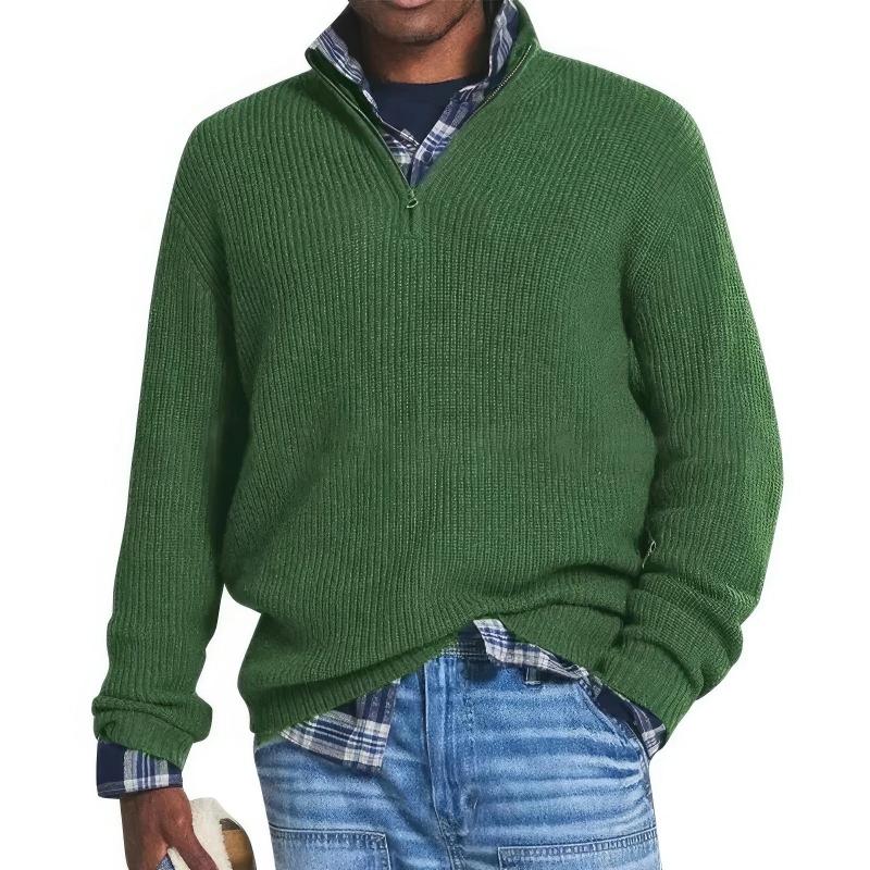 Oak & Coral | Men's Half-Zip Ribbed Knit Sweater