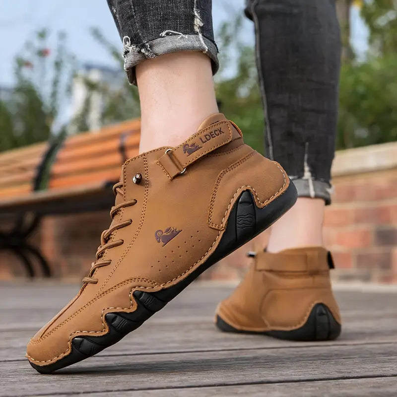 Oak & Coral | Men's High-Top Sneakers with Lace-Up Closure